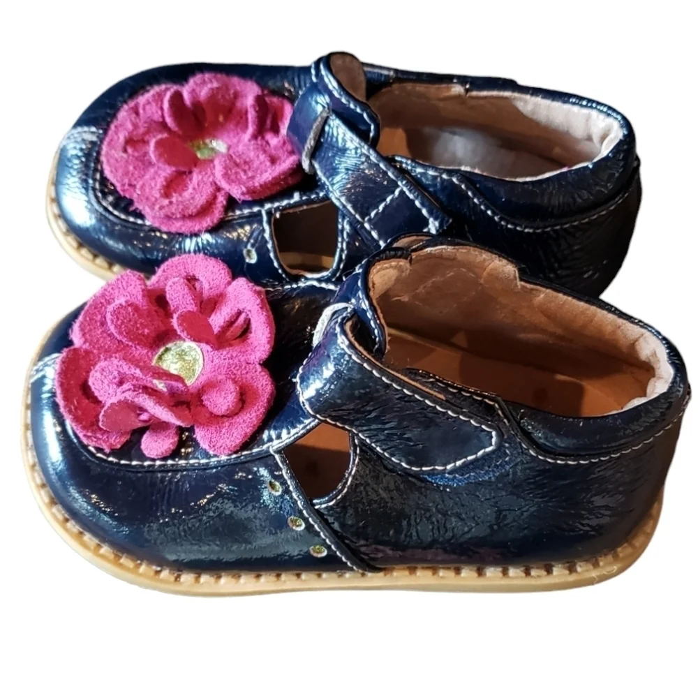 Livie & Luca Pink Flower Patent Leather Toddler Girls Shoes